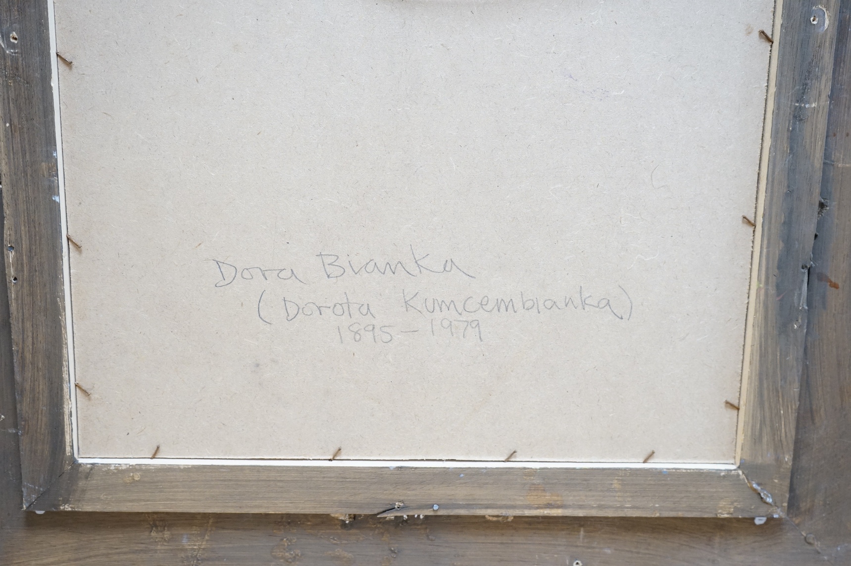 Dora Blanka (Dorota Kumcemblanka, 1895-1979), oil on board, Interior scene, signed, inscribed verso, 39 x 31cm. Condition - good